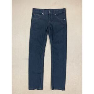 Athleta Frontier Jeans Adult Large‎ Blue Denim Mid Rise Straight Leg Womens